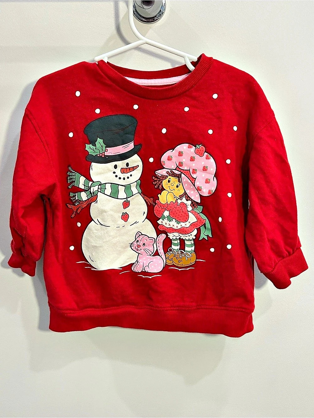 Strawberry Shortcake Holiday Snowman Sweatshirt Red 2003